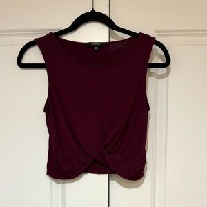 Ambiance Burgundy Twist Front Crop Top
